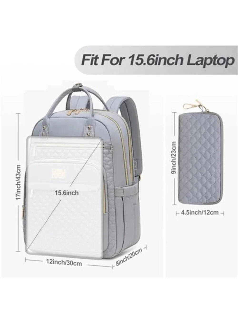 Women Laptop Backpack 15.6 Inch Work Travel Bookbag with Wallet Water Resistant